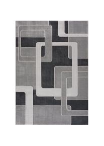 Teppich »Anesa«, rechteckig, 12 mm Höhe, mit handgearbeitetem Konturenschnitt, flach, Kurzflor, elegant , grau , Home Affaire