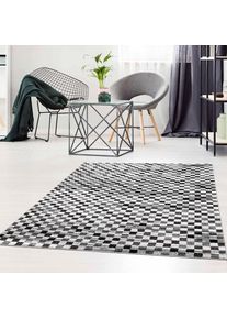 Teppich »Moda 1141« rechteckig 11 mm Höhe Kurzflor, Karo, weich, Wohnzimmer, Schlafzimmer , grau , Carpet City , Obermaterial: 100% Polypropylen