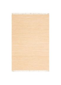 Teppich »Ares« rechteckig 5 mm Höhe Uni Farben, handgewebt, mit Fransen, reine Baumwolle, waschbar, Läufer , beige , my home , Obermaterial: 100%...