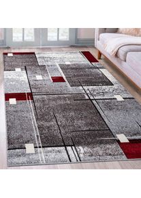 Teppich »Deblin« rechteckig 9 mm Höhe weicher Flor, Kurzflor, Karo-Design, modern, geometrisches Muster , rot , my home , Obermaterial: 100%...