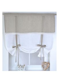 Kutti, Raffrollo &raquo;Venezia&laquo; mit Stangendurchzug Raffgardine weiss natur, Leinen, blickdicht, mit Spitze, natur, wei&szlig;, beige, Obermaterial: 100% Leinen