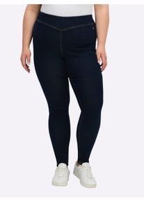 sheego Witt Damen Skinny Jeans mit breitem Dehnbund, dark blue, Größe 40, 56% Baumwolle, 19% Polyester, 14% Lyocell, 10% Viskose, 1% Elasthan