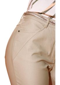 WITT Damen 5-Pocket-Hose in Leder-Optik, beige, Gr&ouml;&szlig;e 24, 77% Viskose, 20% Polyamid, 3% Elasthan
