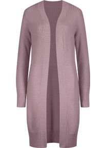 WITT Damen Strickmantel im Strickmuster-Mix, mauve, Größe 52, 50% Baumwolle, 50% Polyacryl