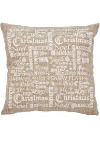 done., done. Dekokissen &raquo;Golden Words&laquo; Bedruckte Kissenh&uuml;lle, beige, gold, Baumwolle, 1 Stk.