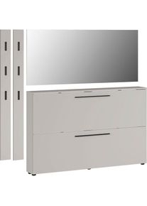 Germania , Garderoben-Set »GW-Utah«, (Set, 4 St.) , grau , Schuhschrank, Spiegel, 2x Garderobenpaneel