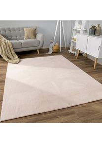 Teppich »Sevilla 521« rechteckig 16 mm Höhe Kurzflor, Uni Farben, weich & kuschelig, Hoch-Tief Effekt, Wohnzimmer , beige , Paco Home ,...