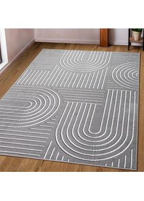 Teppich »Lysandra« rechteckig 8 mm Höhe 3D-Effekt, softer Kurzflor, pflegeleicht, leichter Glanz, Scandi-Look , grau , my home , Obermaterial: 85%...