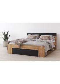 Bettgestell »Faweza, Breite 160 bzw. 180 cm, Stauraumbett«, Funktionsbett Schublade mit extra viel Stauraum , beige , Home Affaire