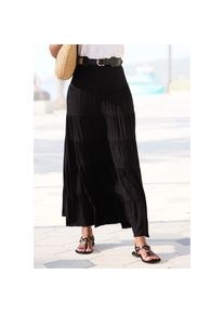 Beach Time Beachtime, Unisex, Maxirock mit Volants, elastischer Jerseyrock, Strandrock, schwarz, 36/38, Mit weich fliessenden Volants