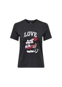 Only , Kurzarmshirt »ONLMICKEY LIFE REG S/S VALENTINE TOP JRS« mit Mickey und Minni Druck , S (36) , Regular Fit Passform umspielt den Körper...