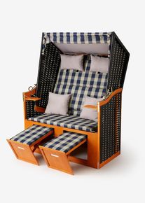 Strandkorb mit kariertem Stoff in beige, 155x113 cm, bonprix