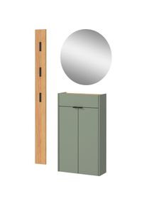 Germania , Garderoben-Set »Ameca«, (Set, 3 St.), mit Mehrzweckschrank, Spiegel und Garderobenpaneel, geringe Tiefe , grün , Stehende oder hängende...