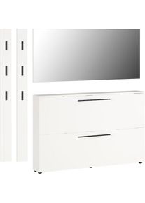 Germania , Garderoben-Set »GW-Utah«, (Set, 4 St.) , weiss , Schuhschrank, Spiegel, 2x Garderobenpaneel