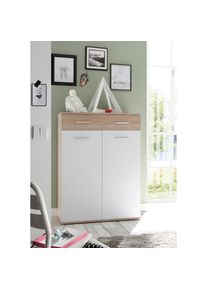 HBZ-MEBLE Schuhschrank »Manolo weiss matt, BxHxT 90x118x35 cm«, (1 St.), Mit 2 Türen, 1 Schubkasten mit 2 Einteilungen, 6 Einlegeböden , weiss , HBZ