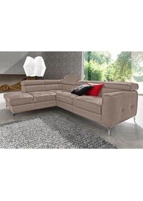 Polstergarnitur »Sammy L-Form«, (Set), Set bestehend aus: Ecksofa mit Kopfteilverstellung & Hocker , grau , COTTA