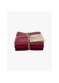 Solwang Lot de 3 lavettes bordeaux