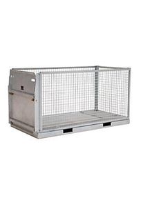 Bauer Gitterbehälter MTP 2000, mit Tränenblechboden, Auffahrrampe & 4 Verzurrösen, 3-seitiges Drahtgitter, feuerverzinkt, B 2145 x T 1085 x H 1120 mm