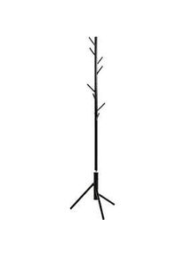Garderobenständer HAKU, 8 Haken mit jeweils 5 kg Tragkraft, Ø 480 x H 1730 mm, Stahlrohr lackiert, schwarz