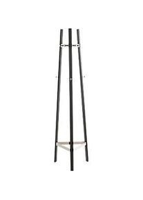 Garderobenständer HAKU, 9 Haken mit jeweils 5 kg Tragkraft, B 470 x T 470 x H 1770 mm, Stahlrohr pulverbeschichtet/Metall, chrom-schwarz