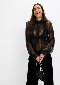Bluse aus Spitze in schwarz, Grösse 36, bonprix