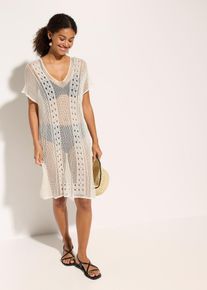 Strandkleid in H&auml;keloptik aus flie&szlig;ender Viskose in weiss, Gr&ouml;sse 48/50 (XL), bonprix