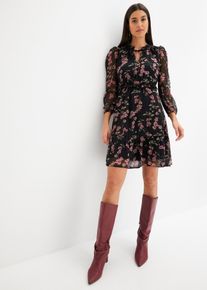 Chiffonkleid in schwarz, Gr&ouml;sse 54, bonprix