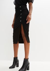 Bleistiftrock mit Knopfleiste in schwarz, Gr&ouml;sse 36/38 (S), bonprix