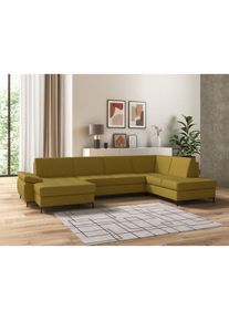 DOMO collection Wohnlandschaft »Capelo, komfortabel, klare Linien zeichnen dieses Design aus, U-Form«, mit Armteilverstellung, wahlweise mit Bettfunktion,...