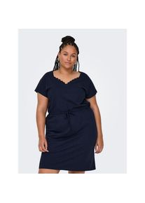 Only CARMAKOMA , Jerseykleid »CARLILA S/L V-NECK KNEE DRESS JRS BS«, Sommerkleid , blau , Kleid von Only CARMAKOMA