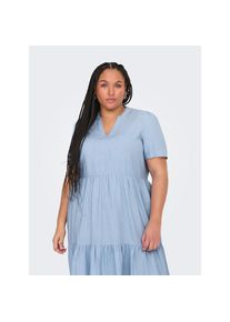 Only Carmakoma, Unisex, Only CARMAKOMA Minikleid &raquo;CARTIRI-CARO S/S V-NECK LIN DRESS TLR&laquo; Sommerkleid, cashmere blau, 48, N-Gr, Perfekt f&uuml;r den Sommer: