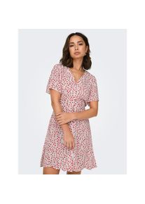 Only, Unisex, Only Minikleid &raquo;ONLEVIDA S/S SHORT DRESS WVN NOOS&laquo; Sommerkleid, cloud dancer aop:rot l. flower, S, N-Gr, Ideal f&uuml;r Casual-Looks: lockere