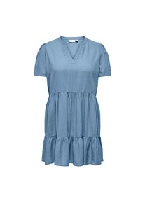 Only CARMAKOMA , Minikleid »CARTIRI-CARO S/S V-NECK LIN DRESS TLR«, Sommerkleid , blau , Perfekt für den Sommer: Minikleid aus leichter...