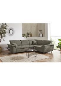Ecksofa »Franzi, zeitlos und elegant, moderne Sitzheftung, L-Form« wahlweise mit Kopfteilverstellung (dann Breite: 275 cm) , grün , DOMO collection