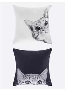 HEINE HOME Witt Kissen, schwarz-weiß, Größe 40x40 cm, 100% Polyester