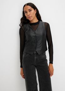 Lederimitat-Weste in schwarz, Gr&ouml;sse 42, bonprix