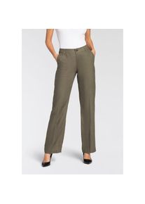 MAC , Damen , Leinenhose &raquo;NORA&laquo; Sommerhose in verk&uuml;rzter L&auml;nge, temperaturausgleichend , gr&uuml;n , Leinenhose NORA in verk&uuml;rzter L&auml;nge von MAC