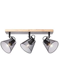 Deckenstrahler »Whole«, 3 flammig, Leuchtmittel E14 ohne Leuchtmittel, Spotbalken 3flg schwarz/holzfarbend , schwarz , Brilliant