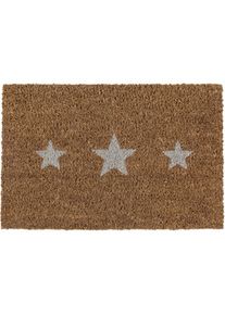 Fussmatte »Kokos Star«, rechteckig, 15 mm Höhe, Schmutzfangmatte, Motiv Sterne, In- und Outdoor geeignet , beige , ANDIAMO