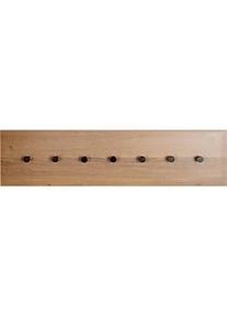 Wandgarderobe HAKU, 7 Haken mit jeweils 3 kg Tragkraft, B 800 x T 50 x H 200 mm, Holz/Metall, dunkles Eiche-Dekor/schwarz