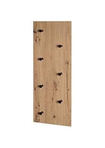 Wandgarderobe HAKU, Hoch- und Querformat, 7 Haken mit jeweils 3 kg Tragkraft, B 800 x T 50 x H 300 mm, Holz/Metall, helles Eiche-Dekor/schwarz