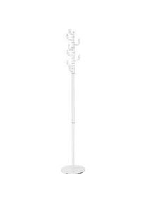 Garderobenständer HAKU, 8 Haken mit jeweils 5 kg Tragkraft, drehbare Hakenkrone, Ø 290 x H 1700 mm, Stahlrohr pulverbeschichtet, weiss