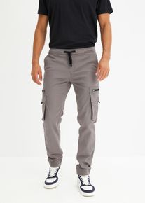 Stretch-Schlupfhose mit Cargotaschen Regular Fit in grau, Gr&ouml;sse 46, 97% Baumwolle, bonprix