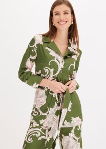 bedruckte Satin-Bluse in grün, Grösse 54, bonprix