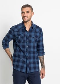 Flanellhemd aus reiner Baumwolle in blau, Grösse 45/46 (XXL), 100% Baumwolle, bonprix