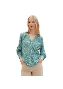 Tom Tailor , Damen , Druckbluse mit Serafino-Kragen , grün , 3/4 -Arm Bluse von Tom Tailor