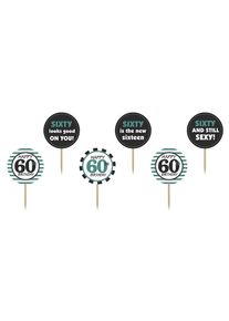 partydeco 6 toppers cupcake - 60 anni sei buono 9,2 centimetri