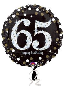 Palloncino foil dorato 65 ° compleanno 46 cm