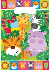 Amscan 8 sachets cadeaux Safari 16,5 x 23 cm