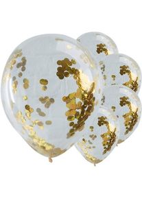 Ginger Ray 5 ballons confettis or transparent 30cm